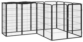 vidaXL Parque p/ cães c/ 14 painéis 50x100 cm aço revestido a pó preto