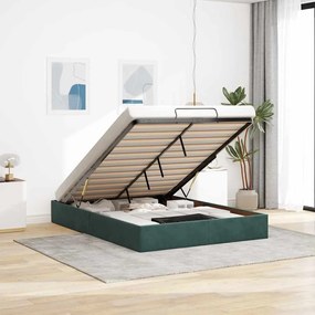 vidaXL Estrutura de cama otomana sem colchão 140x190 cm verde escuro