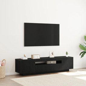 Gabinete de TV vidaXL com luzes LED em Preto Carvalho, 160x35x40 cm em