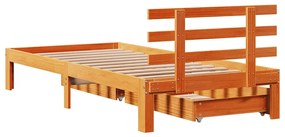 Estrutura de cama c/ gavetas 90x200cm pinho maciço castanho-mel