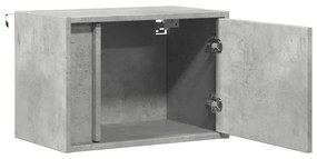 Mesa de cabeceira de parede com luzes LED cinzento cimento