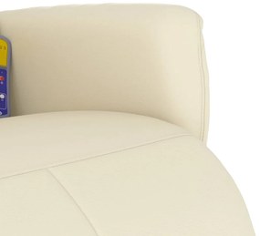Cadeira massagens reclinável c/apoio pés couro artificial creme