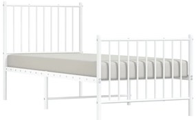 Estrutura de cama com cabeceira e pés 75x190 cm metal branco