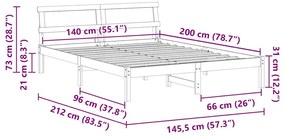Estrutura da Cama com luzes de tira LED com cabeceira Branco 140 x 200