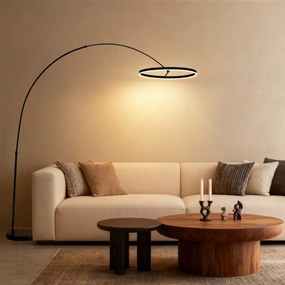 Candeeiro de Arco Design Preto Incl. LED Regulável em 3 Níveis - Anello