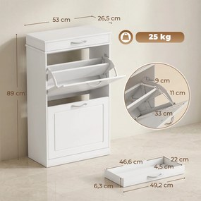 Sapateira, Móvel para Sapatos, 53 x 26,5 x 89 cm, Para 8 Pares, Branco