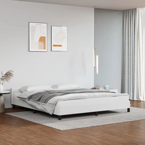 347514 vidaXL Estrutura cama c/ cabeceira 180x200 cm couro artificial branco
