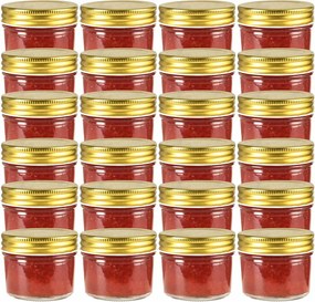 vidaXL Frascos de vidro com tampas douradas 24 pcs 110 ml
