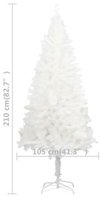 Árvore de Natal artificial agulhas realistas 210 cm branco