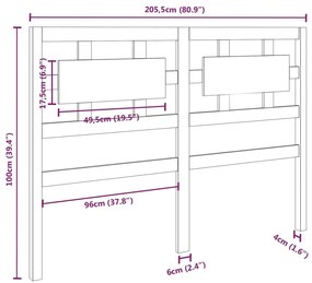 Cabeceira de cama 125,5x4x100 cm pinho maciço cinzento