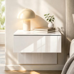 Conjunto de 2 Mesas de Cabeceira Suspensas com Gaveta para Fixar na Parede para Quarto 40x35x36,2 cm Branco Brilhante