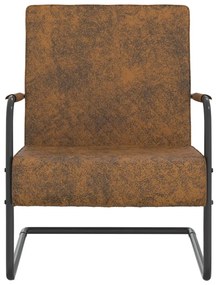 Cadeira cantilever tecido castanho