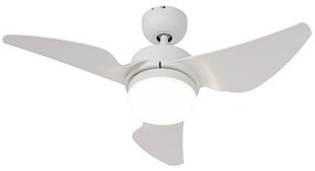 Ventilador de teto branco com LED e comando remoto - Yuki Moderno