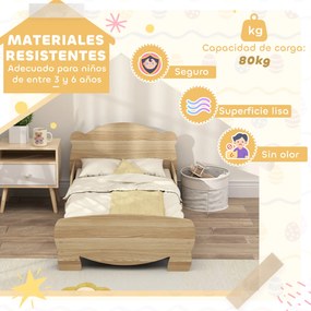 Cama para Crianças +3 Anos Cama Infantil de Madeira Cabeceira em Forma de Urso 143,5x80x55 cm Madeira