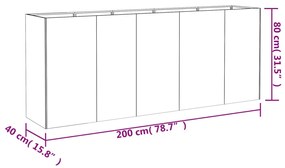 Canteiro elevado de jardim 200x40x80 cm aço corten
