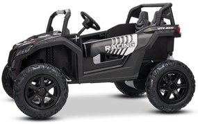 Carro elétrico para crianças UTV XXL 24V 2 Lugares em couro, travão de discos, luzes LED, rodas de borracha insufláveis com suspensão traseira, leitor
