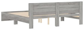 Estrutura de cama com cabeceira 160x200 cm cinzento sonoma