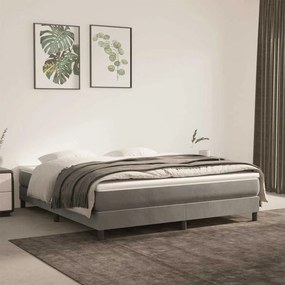 3120778 vidaXL Estrutura de cama com molas 160x200 cm veludo cinzento-claro