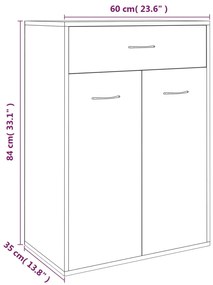 Sapateira 60x35x84 cm derivados de madeira cinzento sonoma