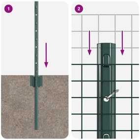 Cerca de Arame Soldado com 5 Postes U Verde 0.8x10 m Aço