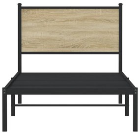 Estrutura de cama sem colchão 90x200 cm metal carvalho sonoma