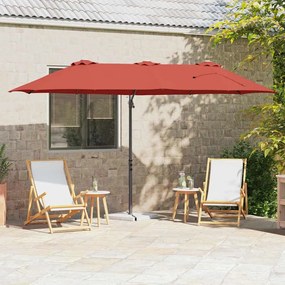 vidaXL Guarda-sol cantilever de jardim com bloqueio Terracota Largo