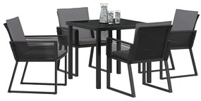 Conjunto de Jantar de Jardim com Almofadas - 5 Peças em Polirattan Pre