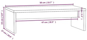 Suporte para Monitor Point de 50 cm em Madeira de Pinho - Cinzento