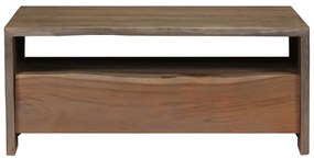 Mesa de centro acácia maciça arestas vivas 90x50x40 cm cinzento