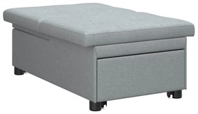 Sofá-cama 3 em 1 - Sofá Retrátil em Tecido Cinza Claro