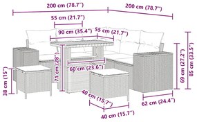 Conjunto de Sofás de Jardim de 8 Peças com Almofadas de Rattan Poliést