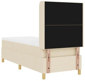 Cama com Estrado e Colchão Creme 80 x 200 cm em Tecido