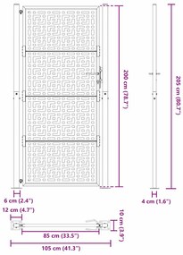 Portão de jardim 105x205 cm preto design cruzado de aço