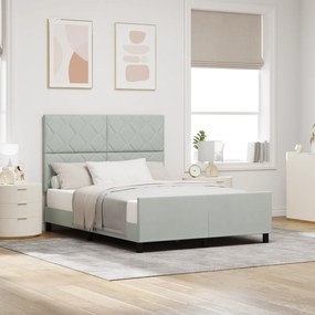 Estrutura de Cama vidaXL Cinza Claro 140x190 cm Veludo