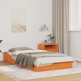 vidaXL Estrutura de cama de chão Castanho-mel 90 x 190 cm
