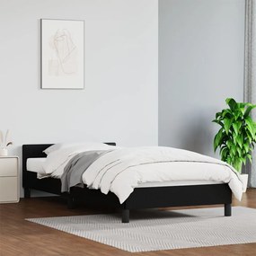 Estrutura de Cama Salu com Cabeceira em Couro Artificial Preto - 80x20