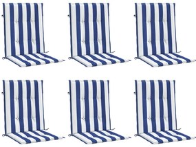 Almofadões cadeira encosto baixo 6pcs tecido riscas azul/branco