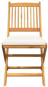 Cadeiras de Jardim Dobráveis vidaXL com Almofada Branca 6pcs em Madeir