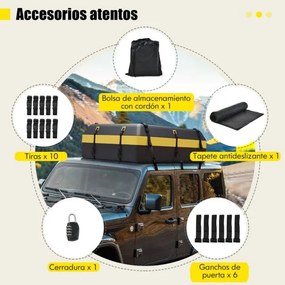 Mala 600L de carga para tejadilho do carro Saco de carga para tejadilho do carro à prova de água Saco de bagagem para carro com 10 correias Amarelo e