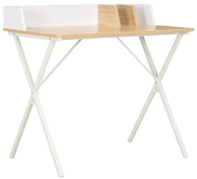 vidaXL Secretária 80x50x84 cm branco e natural