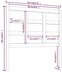 Cabeceira de cama 95,5x4x100 cm pinho maciço
