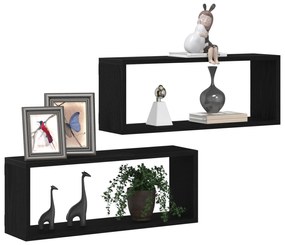 Prateleiras de Parede vidaXL 2 Peças Carvalho Preto 60x15x23 cm Feitas