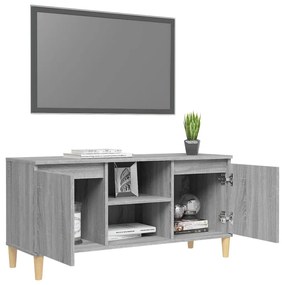 Móvel TV + pernas de madeira maciça 103,5x35x50 cm sonoma cinza