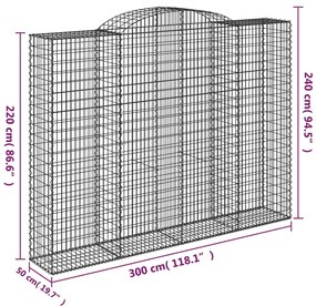 Cesto gabião arqueado 300x50x220/240 cm ferro galvanizado