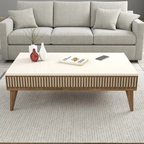 Mesa de Centro Milan – Nogueira e Creme – 105 x 34,6 x 60 cm