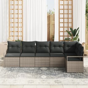 Conjunto de Sofás de Jardim vidaXL de 6 Peças com Almofadas Cinzento R