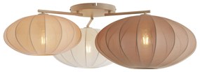 Plafon Japandi branco com bege e castanho 3-luzes - Multi Bida Japandi
