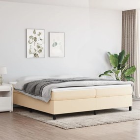 Estrutura de cama com molas 200x200 cm tecido cor crème