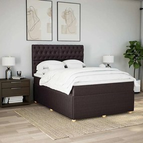 Cama com molas/colchão 140x200 cm tecido castanho-escuro