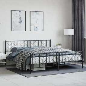 Estrutura de cama com cabeceira e pés 193x203 cm metal preto